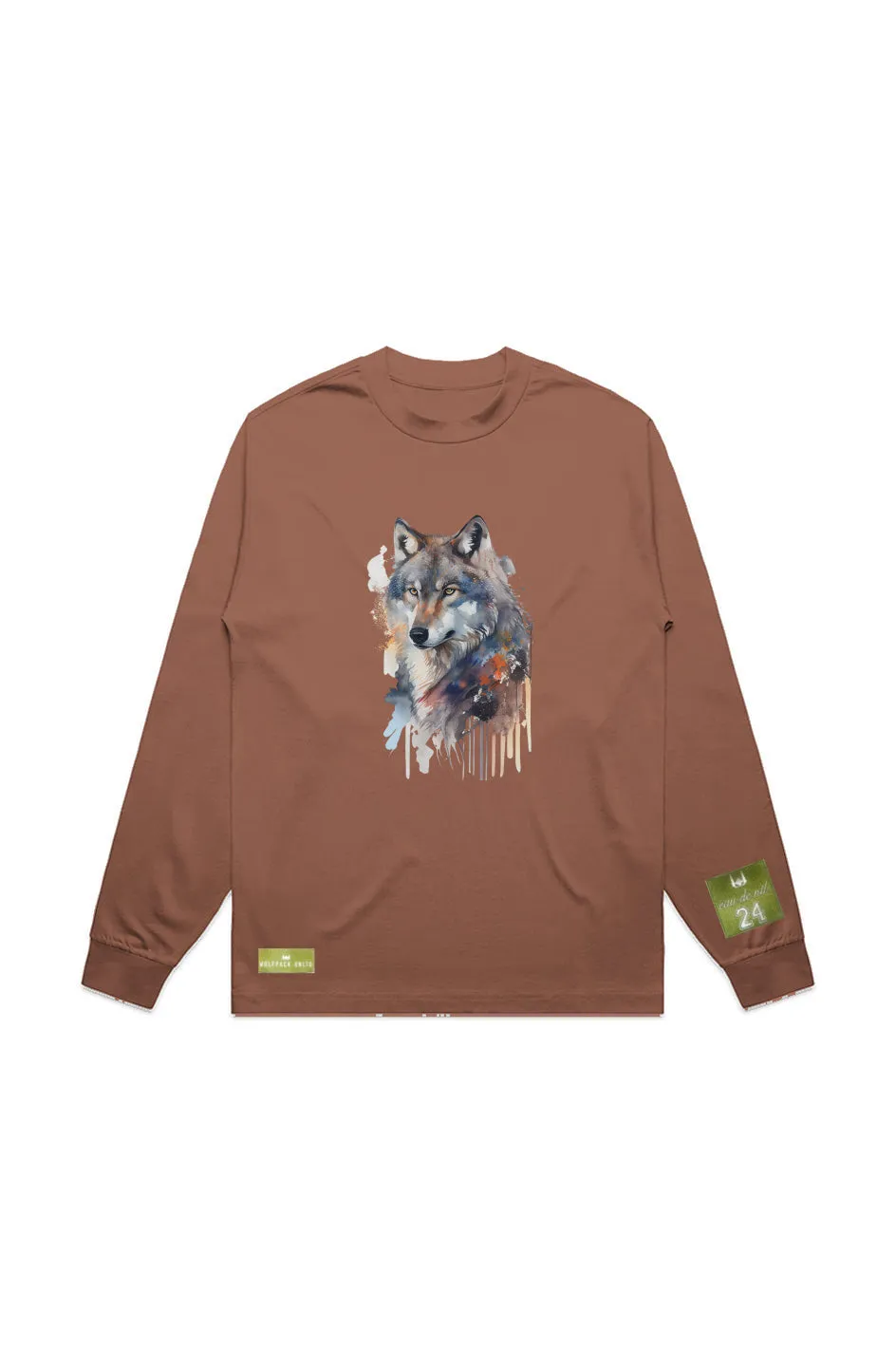 WOLFPACK UNLTD L/S GRAPHIC TEE | SILVER PALE MOON |CLAY BROWN