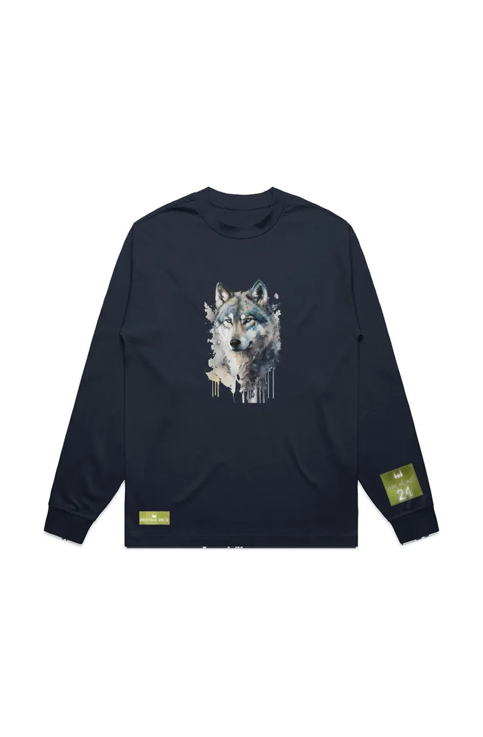 WOLFPACK UNLTD L/S GRAPHIC TEE | WHITE NIGHT RIDER | NAVY BLUE
