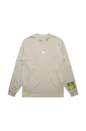 WOLFPACK UNLTD "BOLD STATEMENT" HEAVYWEIGHT OVERSIZED L/S EMBROIDERED TEE | BUTTER BEIGE