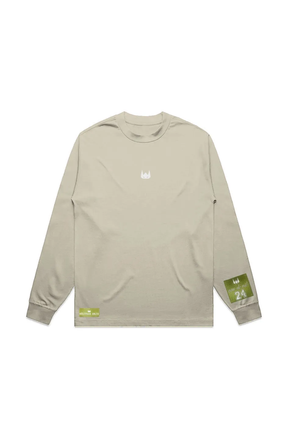 WOLFPACK UNLTD "BOLD STATEMENT" HEAVYWEIGHT OVERSIZED L/S EMBROIDERED TEE | BUTTER BEIGE