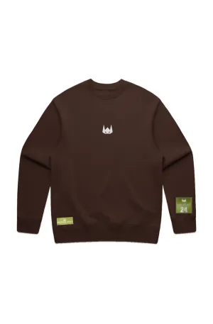 WOLFPACK UNLTD "RELAXXED"  PREMIUM EMBROIDERED CREW SWEATER | CHESTNUT BROWN