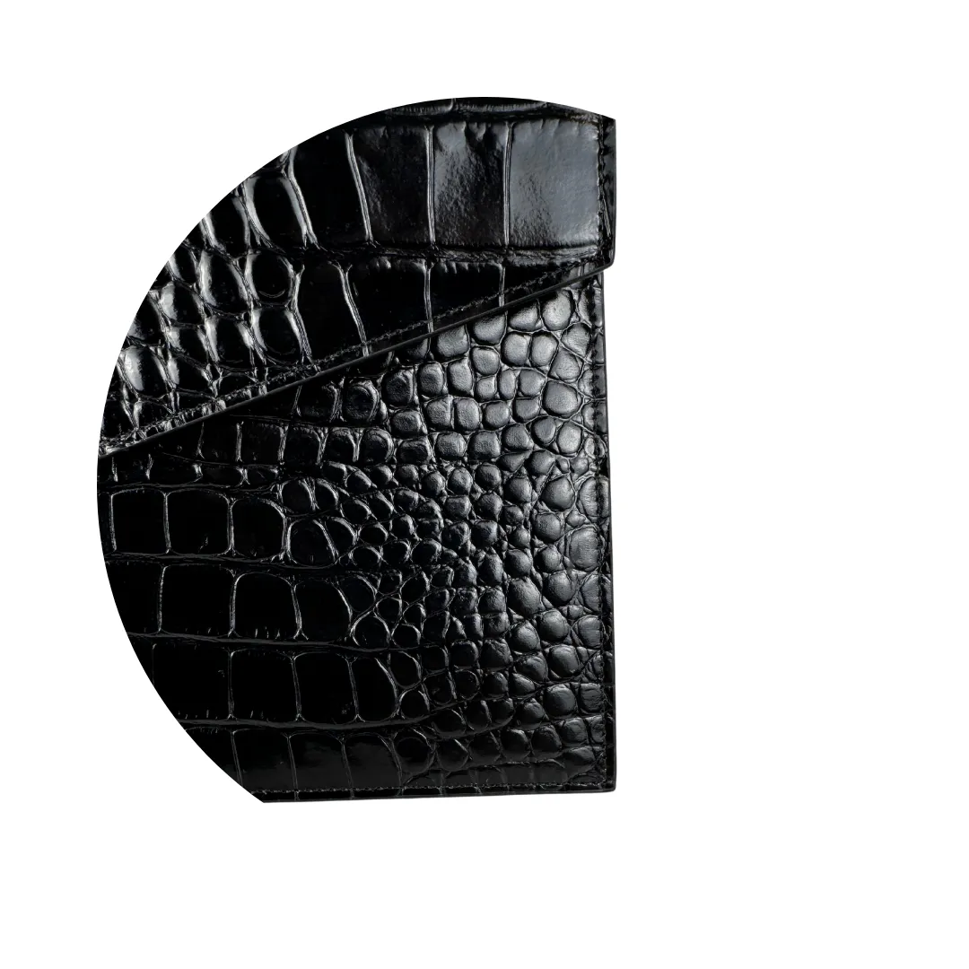 YSL Uptown Croc Embossed Clutch