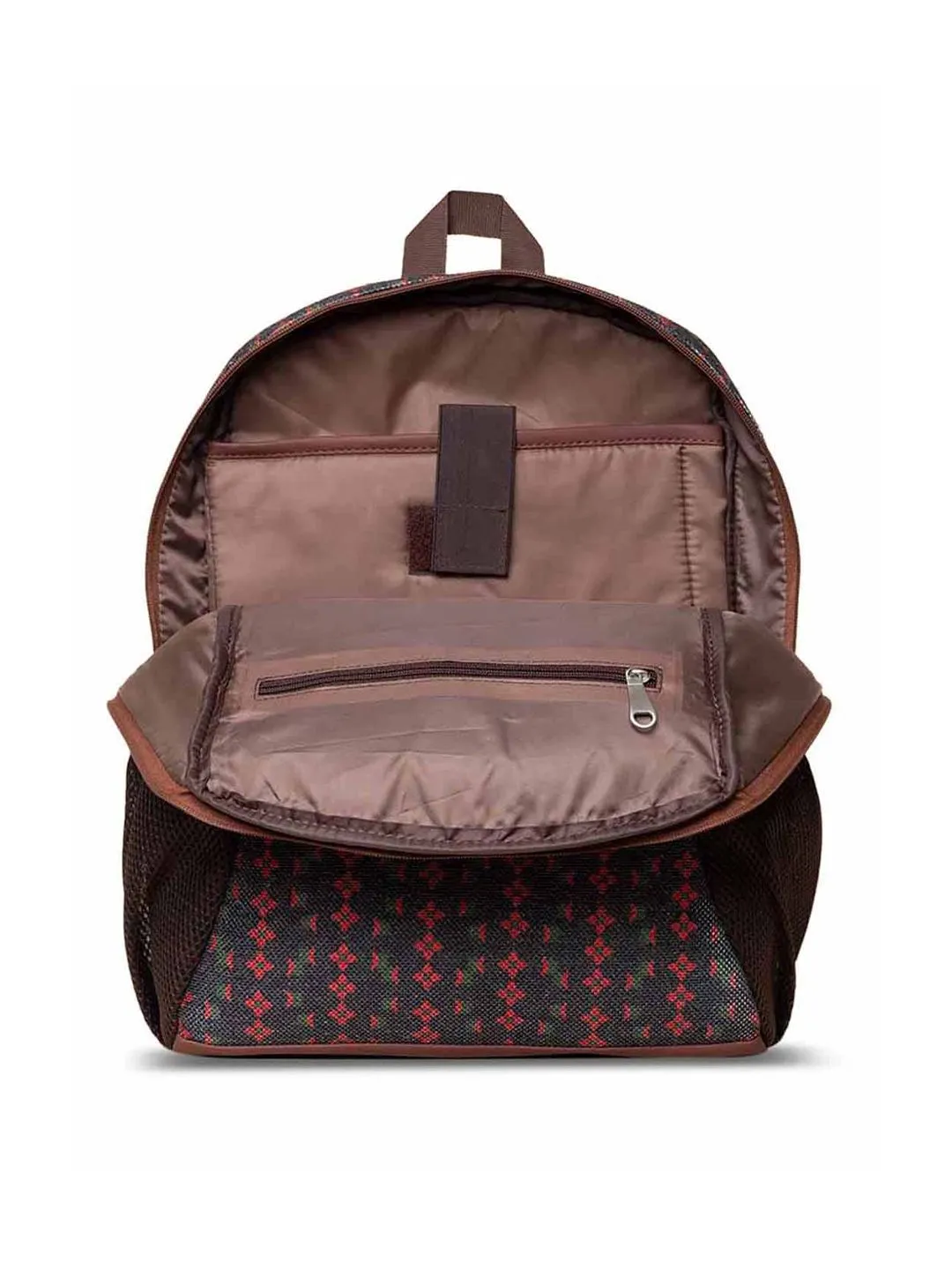 ZOUK Women Black & Red Graphic Backpack